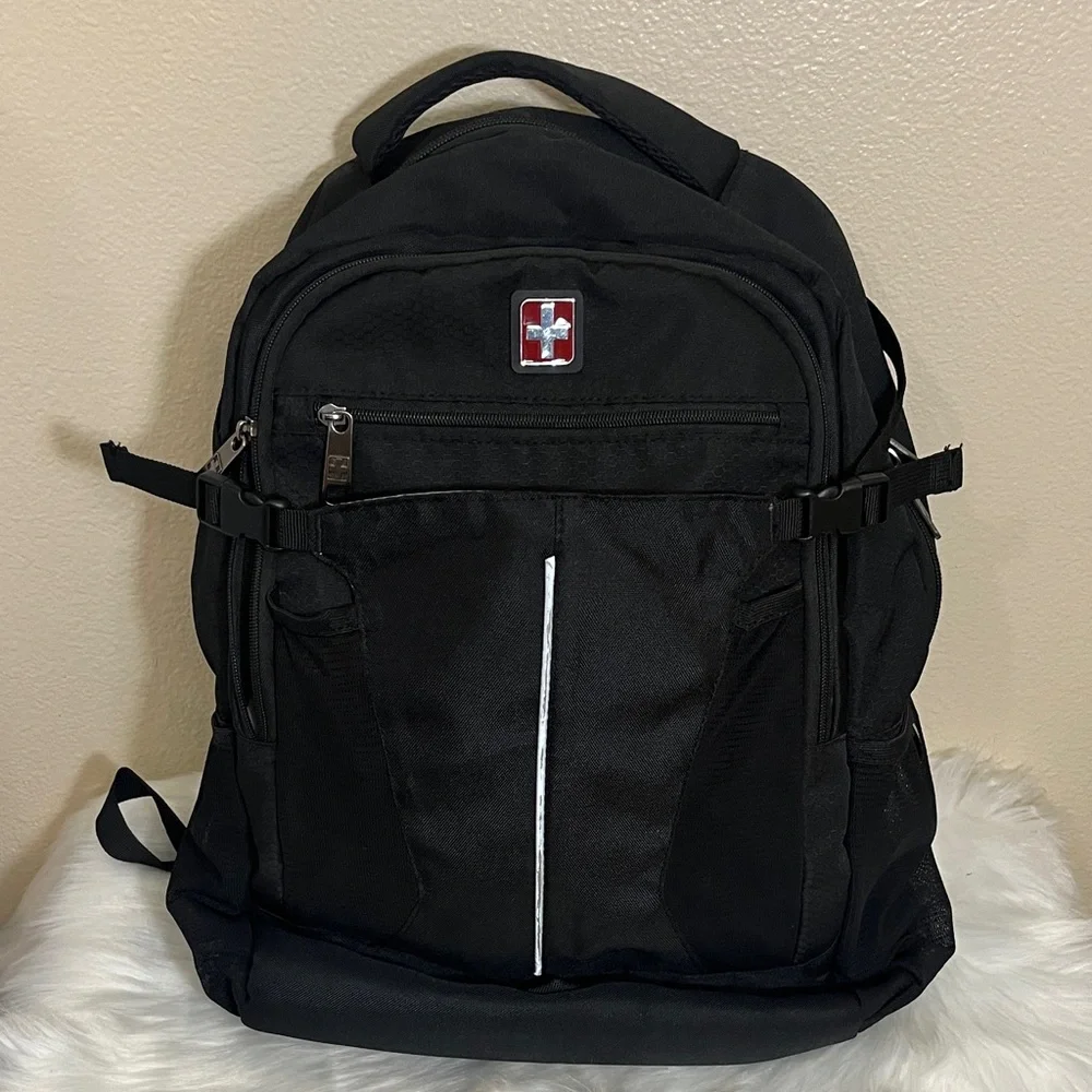 Swiss Black Laptop Travel Backpack